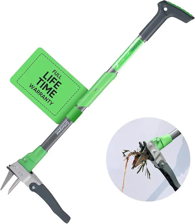 Grootpow WP5 Heavy Duty Weed Puller Tool, Stand Up Dandelion Weeder with 40" Handle, 3 Claws & Fiberglass Foot Pedal, Weeding Tool Made with Cast-Iron, Easily Remove Weeds Without Bending or Kneeling by GreenHaven Gardens