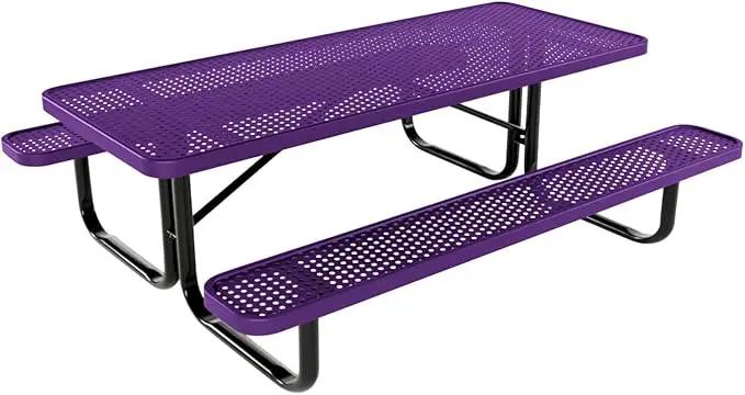 Coated Outdoor Furniture Heavy-Duty Portable Outdoor Kids Table, Punched Steel Kids Picnic Table, Commercial-Grade Picnic Table, Made in America (6ft Rectangular, Childrens, Purple) by GreenHaven Gardens