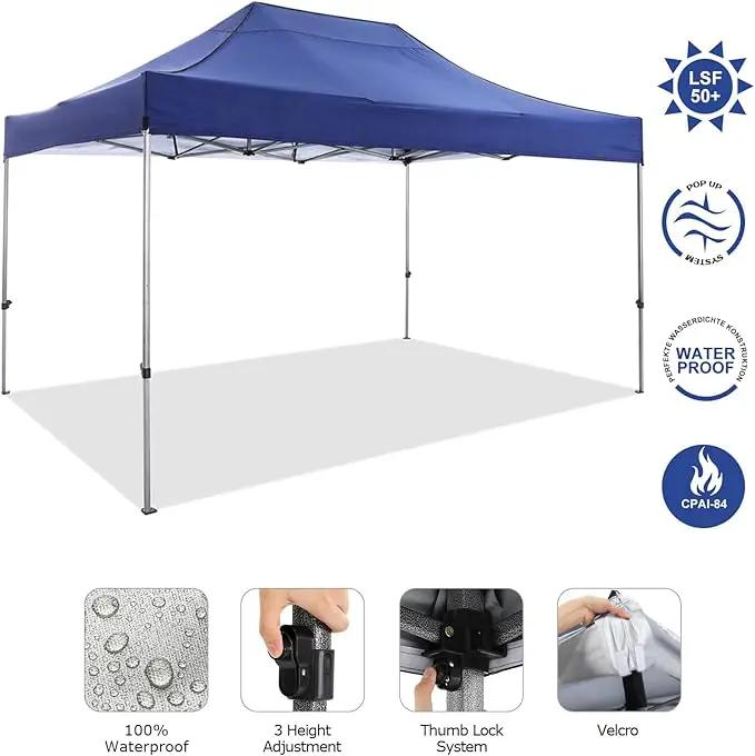 COBIZI 10x15 Heavy Duty Pop up Canopy Tent Easy Up Commercial Outdoor Canopy Wedding Party Tents for Parties All Season Wind & Waterproof Gazebo with Carry Bag, Dark Blue(Frame Thickened) by GreenHaven Gardens