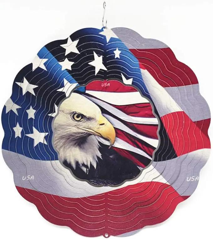 Patriotic Wind Spinner Metal Garden Decor Outdoor 3D Stainless Steel Sculptures Kinetic Hanging Whirligigs Yard Art Decorations Backyard Indoor Patio Lawn Ornaments Clearance Sun Catcher Windmill by GreenHaven Gardens
