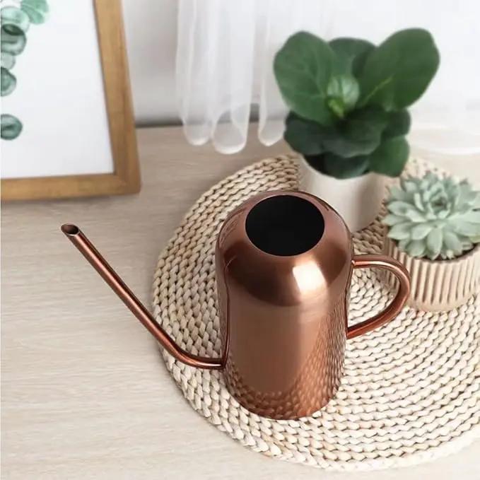 Watering Can Indoor Plants, 50 oz/1500 ml Metal Stainless Steel Watering Can Pot with Long Spout for Indoor House Plants Bonsai Outdoor Garden Flower Decorative(Copper) (Copper) by GreenHaven Gardens