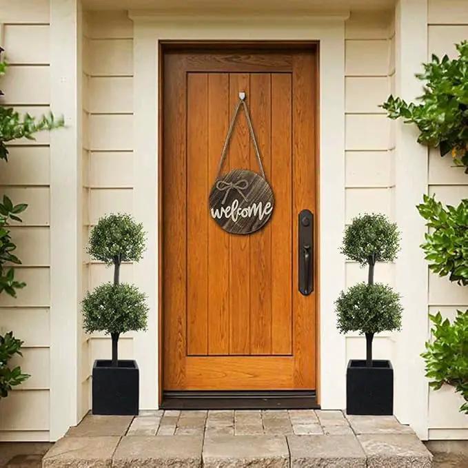 Artificial Topiary Trees Outdoor Boxwood Double Ball 40''T Potted Plants Home Decor 2 Pack by GreenHaven Gardens