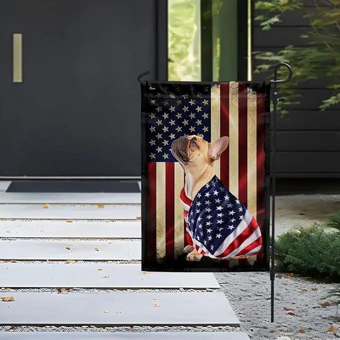 FLAGWIX French Bulldog Flag - Outdoor Dog Decorations, Garden Flag (11.5" x 17.5"), Heavy-duty Canvas American with Dog Garden Decor by GreenHaven Gardens