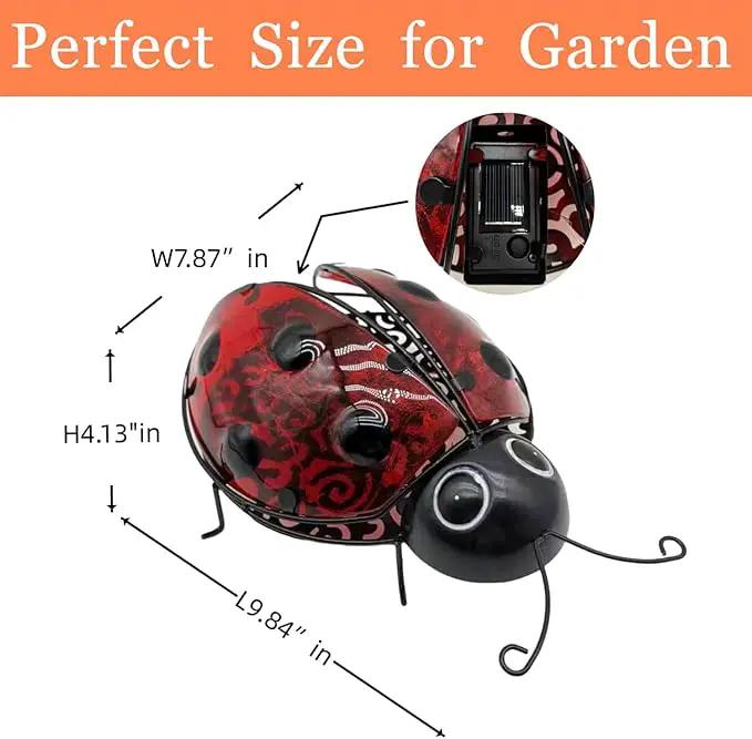 Teaeeno Ladybug Solar Lantern Pattern Light,Hanging Waterproof LED Solar Lights Outdoor Decorative,Sun-Powered Tabletop Lanterns,Metal Solar-Powered Lantern Outdoor by GreenHaven Gardens