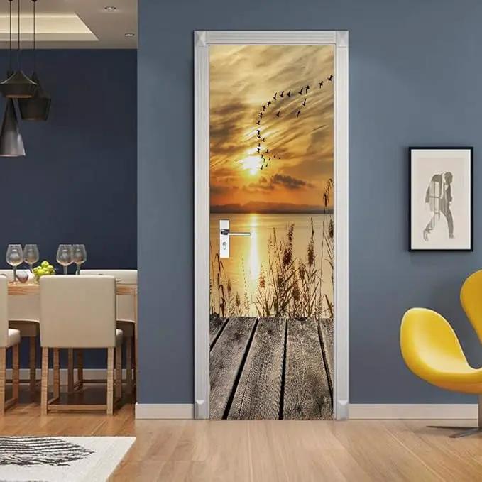 3D Door Stickers Murals Peel and Stick - PIER - Door Wallpaper Self-Adhesive Door Decals Removable PVC Waterproof Door Poster for Bedroom Living Room Door 35.4" x 78.7" by GreenHaven Gardens