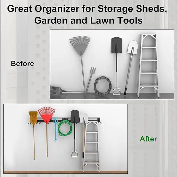 Garage Wall-Mounted Rack, Tool Storage Rack, Shed Shelf, Garden Tool Rack, Hanging Storage Rack for Yard Tools, for Suncast Shed Accessories (2-Pack) by GreenHaven Gardens