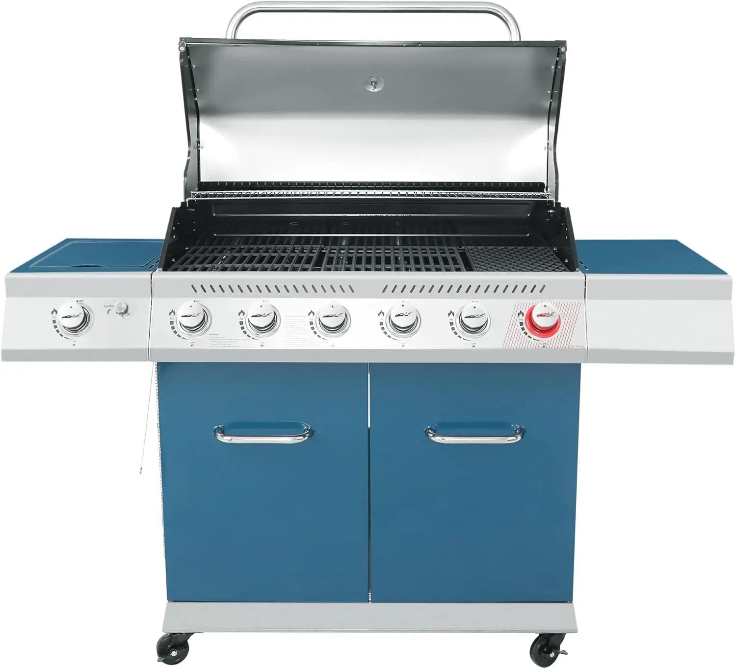 Royal Gourmet GA6402B 6 Burner Propane Gas Grill with Side Burner and Warming Rack, 74,000 BTUs, Cabinet Style Gas BBQ Grill for Barbecue Grilling & Backyard Cooking, Blue by GreenHaven Gardens