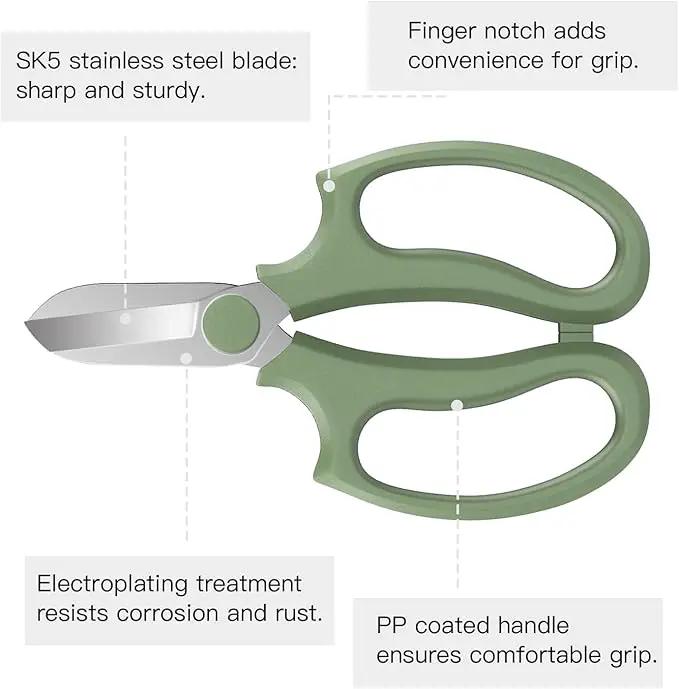 Flower Scissors, Strong Floral Shears, Premium Steel Garden Pruning Shears Floral Fruits Leaf Scissors Hand Pruner Snip Trimming Tool for Gardening Flower Arrangement, Avocado Green by GreenHaven Gardens