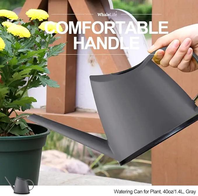 WhaleLife Indoor Watering Can for House Bonsai Plants (1.4L, Gray) by GreenHaven Gardens