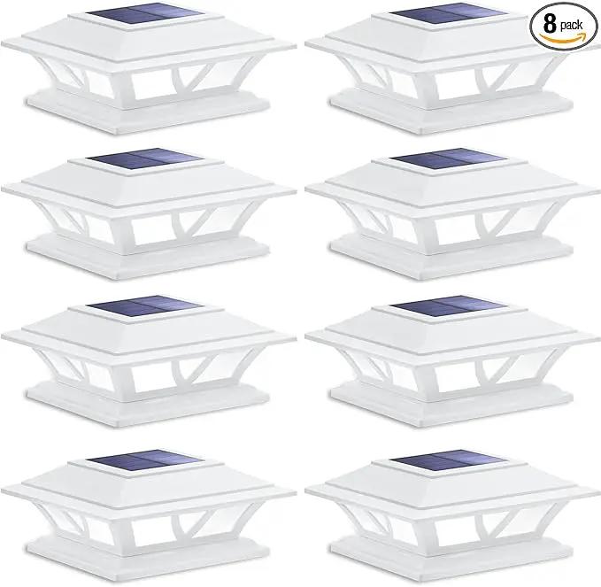 SIEDiNLAR Solar Post Lights Outdoor 2 Modes LED Fence Deck Cap Light for 4x4 5x5 6x6 Posts Garden Patio Decoration Warm White/Cool White Lighting White (8 Pack) by GreenHaven Gardens