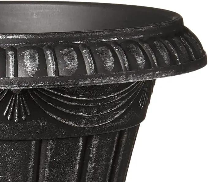 PL20SL Classic Traditional Plastic Urn Planter Indoor/Outdoor, 10" x 12", Brushed Silver by GreenHaven Gardens