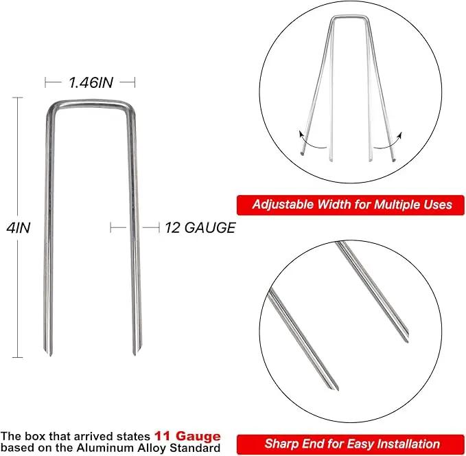4 Inch 200 Pack Landscape Staples Galvanized Garden Stakes Anti-Rust Landscape Pins for Weed Barrier Fabric, Artificial Turf and Landscape Fabric by GreenHaven Gardens