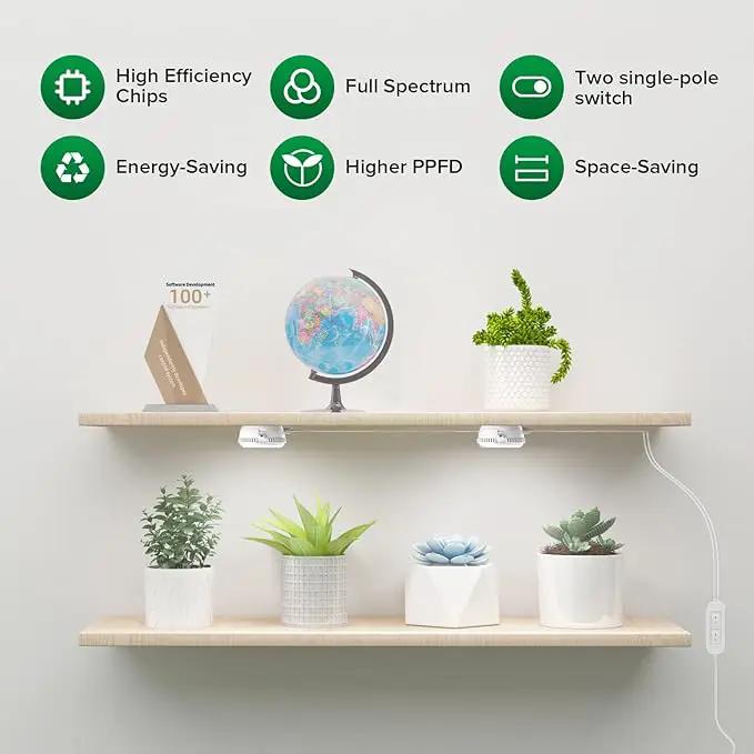 SANSI LED Puck Grow Light, 10W (150 Watt Equiv) Full Spectrum 2-Head Lamp for Plants with Ceramic Tech, Hanging Lights with ON/Off Switch for Plant Shelf Greenhouse Hydroponic by GreenHaven Gardens