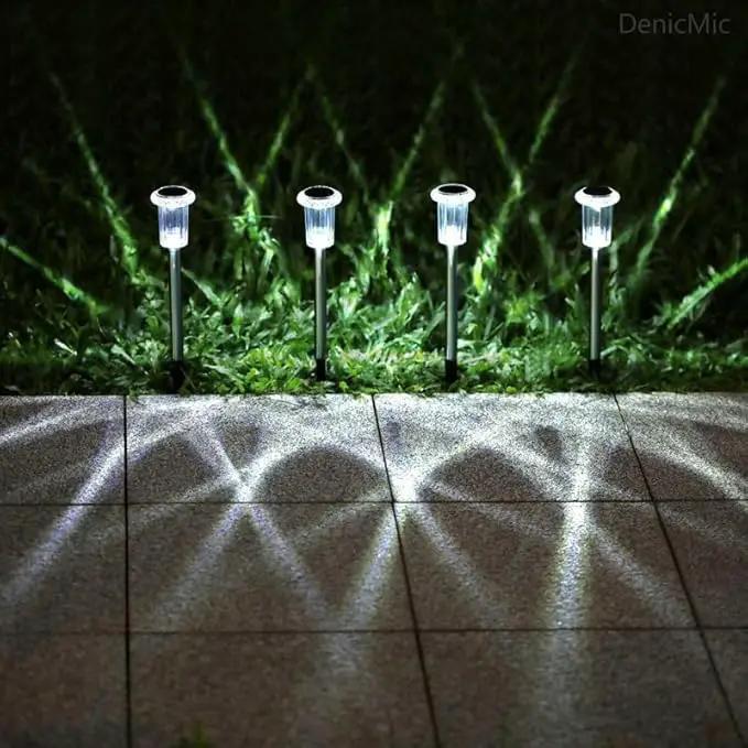 DenicMic Solar Lights Outdoor Pathway Lights 6000K LED Waterproof Acrylic Lamp Head Stainless Steel Stake for Yard Garden Landscape Path Walkway Driveway Patio Lawn (15Pack Cold White) by GreenHaven Gardens