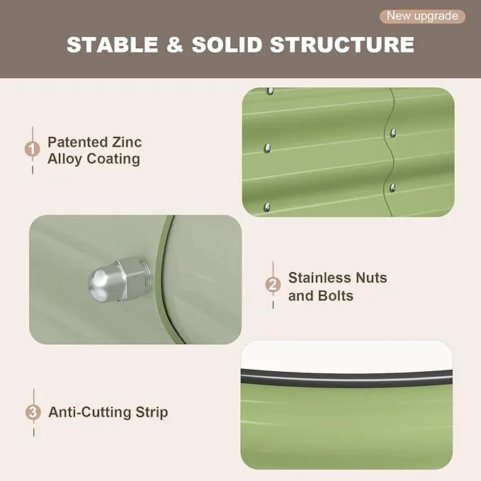 Raised Garden Bed, 8x4x1ft Galvanized Outdoor Planter Beds with Safety Edging and Gloves, Oval Metal Planter Box for Gardening Vegetables Flowers Herb by GreenHaven Gardens