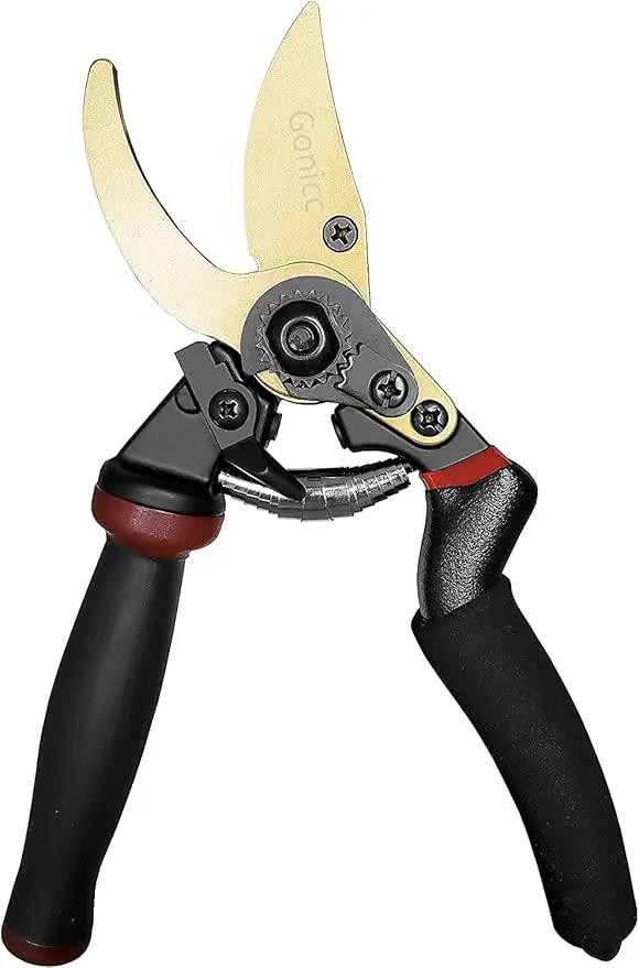 gonicc 8.5" Professional Rotating Bypass Titanium Coated Pruning Shears(GPPS-1014), Secateurs, Scissors, Pruners with Heavy Duty SK5 Blade. Soft Cushion Grip Handle for Everyone. by GreenHaven Gardens