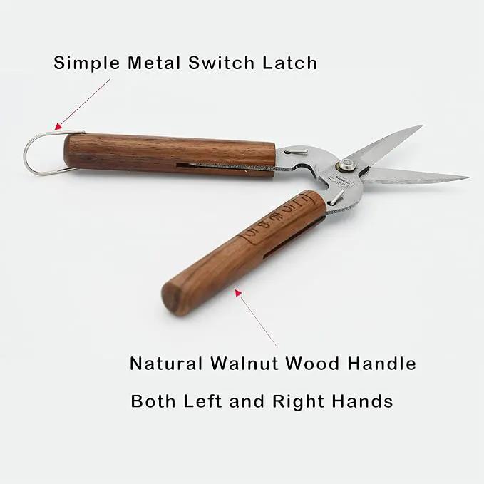 Razor Sharp Pruning Shears for Gardening, Garden Shears Carbon Steel Blade, Precision garden scissors Walnut Wood handle, 6.8” Garden Snips for Trimming Fruits, Vegetables, Flowers, Buds, Bonsai by GreenHaven Gardens