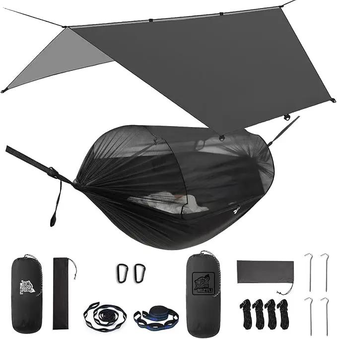 Miztli Camping Hammock -Portable Hammock w/Spacious Net & Tree Straps w/Adjustable Loops, Double and Single Hammock for Outdoor, Indoor, Hiking and Travel by GreenHaven Gardens