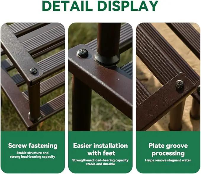 Metal Plant Stand, Rust-proof Aluminum Display Rack, Plants Display Stands Decoration Racks for Living Room Garden Balcony Patio (Ebony, 31.5Inch Low Leg) by GreenHaven Gardens