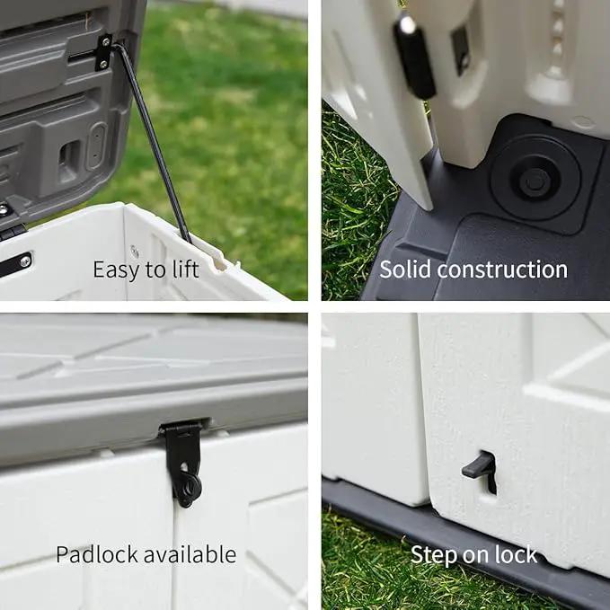 Resin Outdoor Storage Shed, 38 cu.ft Outdoor Storage Box Waterproof for Garden Tools, Patio Furniture, Trash Cans, Garage Storage, Customized Shelves & Lockable (Off White) by GreenHaven Gardens