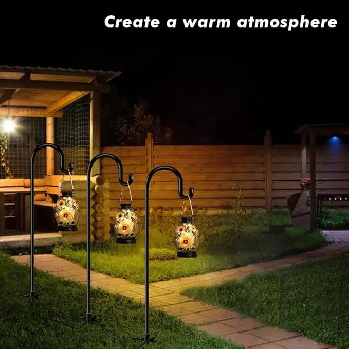 Shepherds Hooks for Outdoor Bird Feeder Poles 76inch, Heavy Duty Hummingbird Feeder Hanger for Hanging Plants Basket, Adjustable Wind Chimes Stand, 2 pcs by GreenHaven Gardens