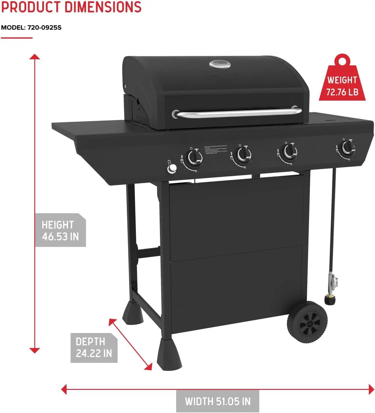 Nexgrill 3-Burner Propane Gas Grill with Side Burner, 52,000BTUs, 418 SQ. In. Cooking Space, BBQ Grill with Durable Steel Lid & Control Panel for Outdoor Cooking, Patios, and More - 720-0925S by GreenHaven Gardens