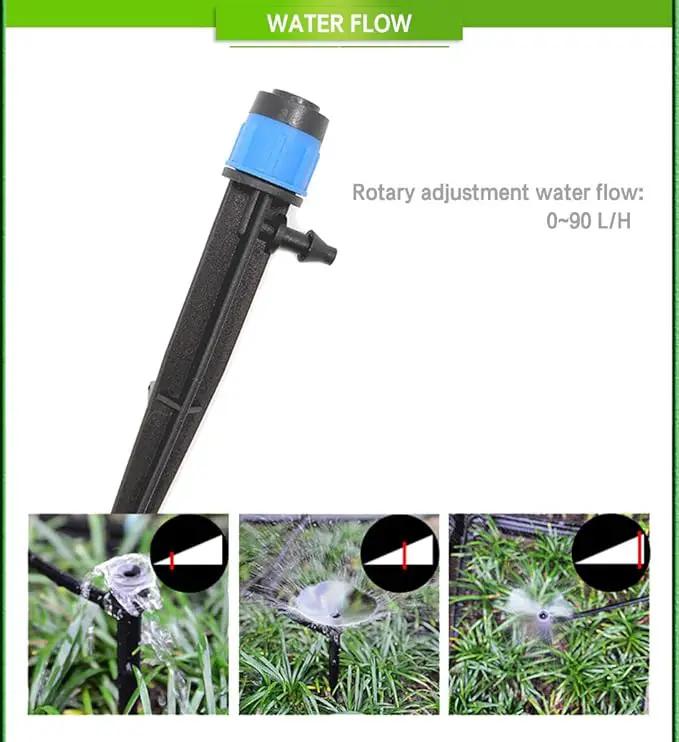 Lxcom Lighting 100 Pack Irrigation Drippers Drip Emitters Micro Spray Adjustable 360 Degree Full Circle Pattern Water Flow Irrigation Drippers Micro Bubbler Sprinkler Drip System Parts Drip Irrigation by GreenHaven Gardens