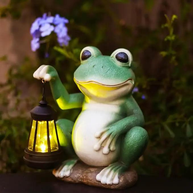 Large Frog Garden Decor for Outside Solar Powered Sculptures for Garden Patio Cute Animal Garden Statues Home Easter Ornaments, Gifts for Mom Grandma by GreenHaven Gardens