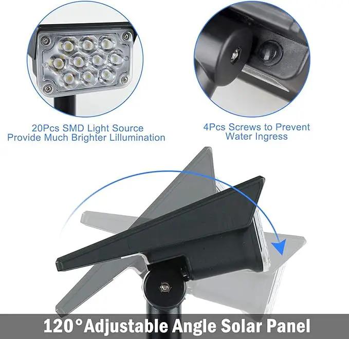 2W Solar Spotlights,T-SUNUS IP65 Waterproof Outdoor Solar Lights Landscape Lighting Wall Light Auto On/ Off with 2 Green Dual Spot Headlamp for Tree,Patio, Yard, Garden by GreenHaven Gardens