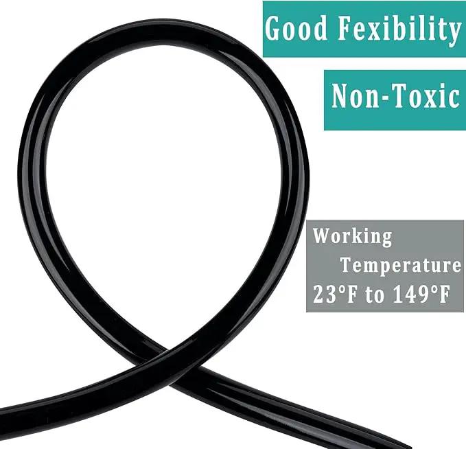 Black Vinyl Tubing 3/4” ID × 1” OD - 25 Feet PVC Flexible Plastic Tube Hybrid Hose, Transfer Water Air Oil for Pond Fountain Garden, Non-toxic and BPA free by GreenHaven Gardens