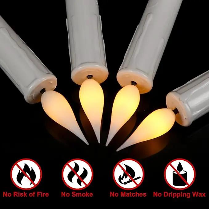 DRomance Christmas Tree Flameless Taper Candle Lights Battery Operated with 10-Key Remote and Timer, 30 Pack Plastic 3D Wick Flickering LED Taper Candles Multi-Using Home Garden Holiday Decor 3.4" by GreenHaven Gardens