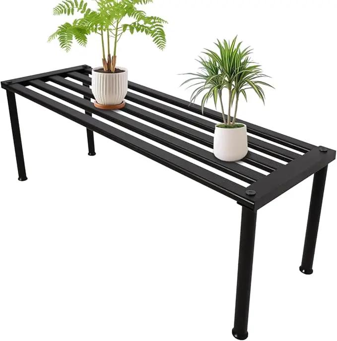 Metal Plant Stand, Rust-proof Aluminum Display Rack, Plants Display Stands Decoration Racks for Living Room Garden Balcony Patio (Ebony, 31.5Inch Tall Leg) by GreenHaven Gardens