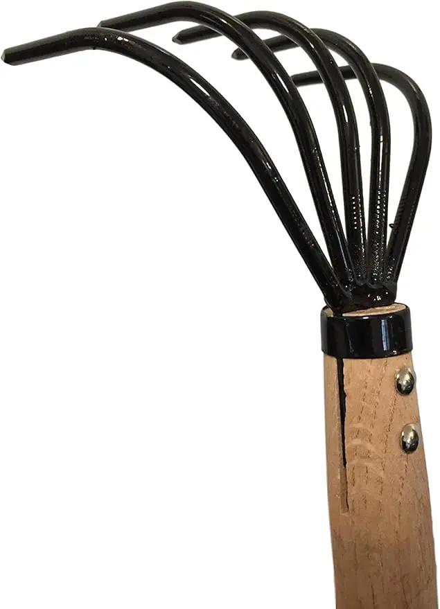 Garden Guru Hand Rake Cultivator Claw Soil Tiller - Military Grade Steel - Rust Resistant - 5 Tine Japanese Ninja Claw - Comfortable Wood Handle - Perfect Pulverized and Aerated Soil (2 Pack) by GreenHaven Gardens