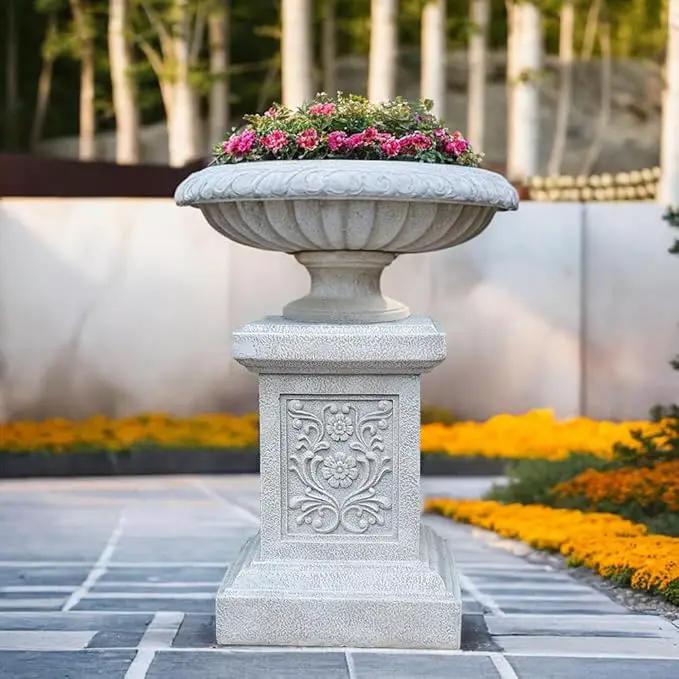 Classic Statuary Stand Garden Pedestal Sculpture Decor Plinth Base Riser, Outdoor or Indoor Resin Statuary Pedestal, 12.6"(H) x 9.5"(L) x 9.5"(W) by GreenHaven Gardens