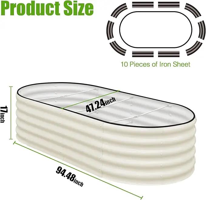 SnugNiture Galvanized Raised Garden Bed, 8x4x1.5ft Oval Metal Planter Box for Planting Outdoor Plants Vegetables by GreenHaven Gardens