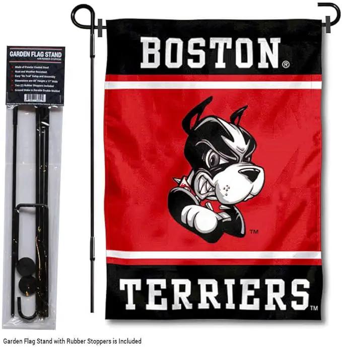 College Flags & Banners Co. Boston Terriers Garden Flag with Stand Holder by GreenHaven Gardens