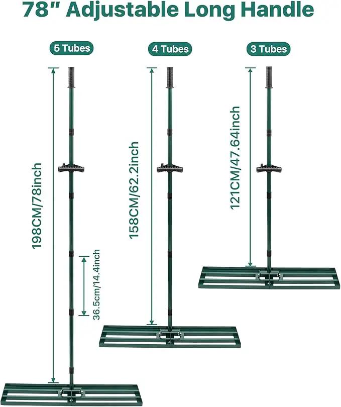 Lawn Leveling Rake 33x10'', Yard Leveling Rake with 78'' Back-Saving Adjustable Handle, Stainless Steel Lawn Leveler Tool for Garden, Backyard, Farm, Golf Course by GreenHaven Gardens