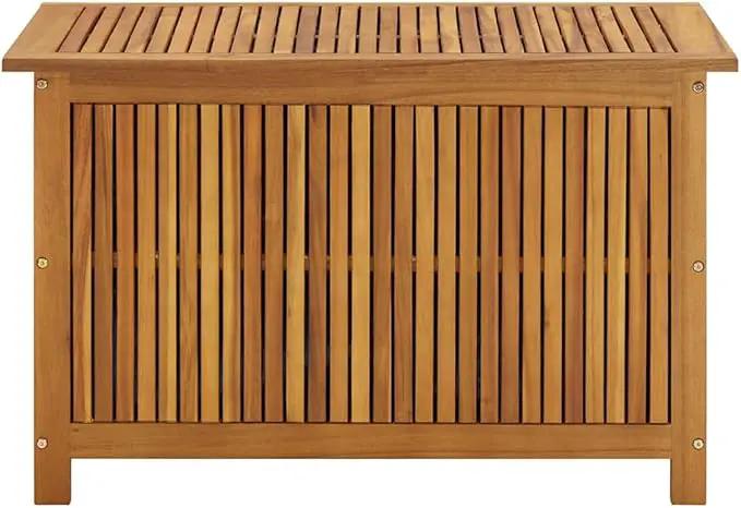 vidaXL Wooden Deck Box - Outdoor Teak Storage Chest, Ideal for Patio Furniture Cushions, Pool Accessories, Garden Tools - Water-Resistant Bag Inside - 35.4''x19.7''x22.8'', Solid Acacia Wood by GreenHaven Gardens