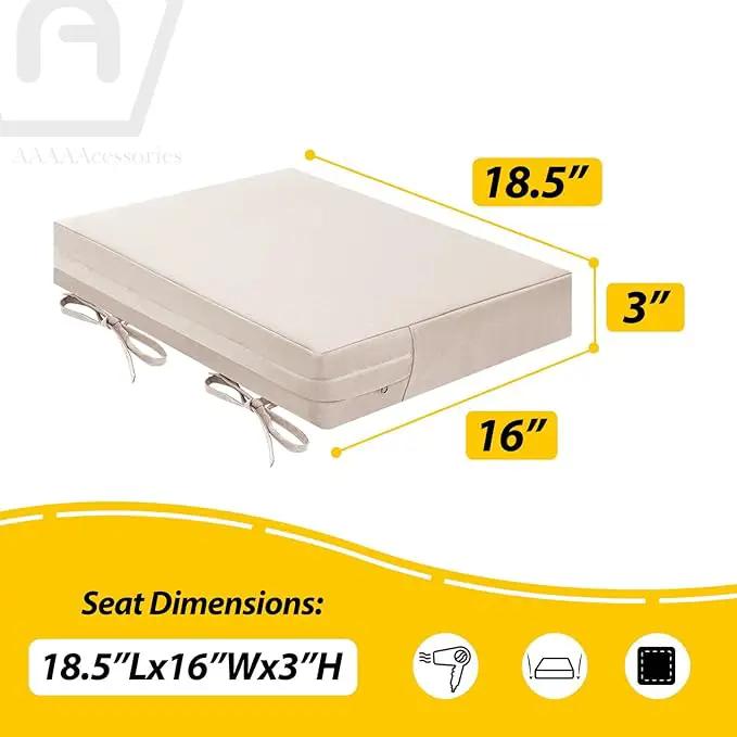 AAAAAcessories Outdoor Seat Cushions for Chairs, Waterproof, Fade-Resistant Patio Furniture Replacement Cushions, 18.5" x 16" x 3", Set of 4, Khaki Beige by GreenHaven Gardens