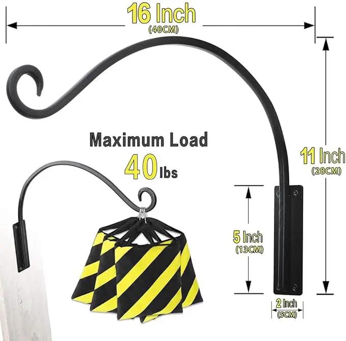 Qiang Ni Heavy-Duty Plant Hanger Outdoor: Hanging Plant Hook for Outside Basket - 16-Inch Wall Mount Plant Bracket for Bird Feeder by GreenHaven Gardens