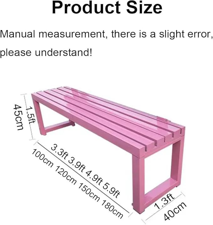 Weatherproof Metal Dining Bench, Outdoor Bench Backless Patio Bench 2-Person Farmhouse Bench Garden Bench for Kitchen, Living Room, Entryway(Pink,59in) by GreenHaven Gardens