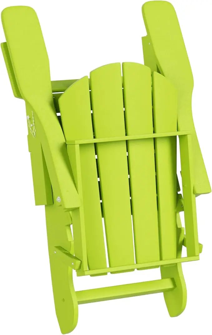 WO Home Furniture Adirondack Chair Table Set of 2 PCS Outdoor Folding Chair w Side Table Weather/UV Resistant for Lawn, Garden, Bon Fire, Balcony (Lime) by GreenHaven Gardens