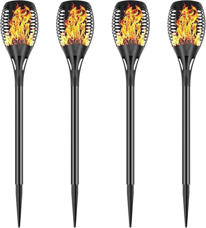 Solar Torch Lights with Flickering Flame, Fire Effect Garden Light, Auto On/Off Dust to Dawn, Outdoor Waterproof Landscape Decoration, Solar Powered Security Torch Light for Patio, 4 Pack by GreenHaven Gardens