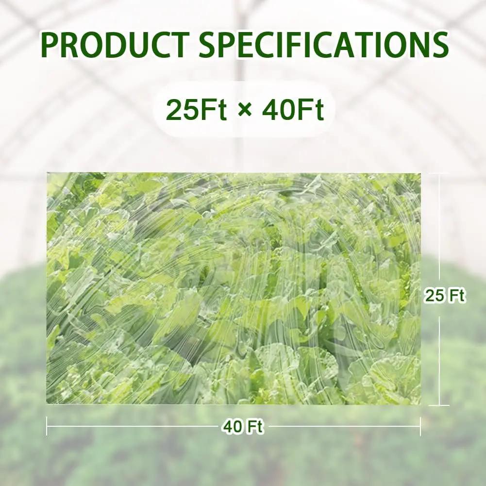 6 mil Greenhouse Plastic Film Sheeting Cover 25 x 40 Ft UV Resistant Clear Polyethylene Film Green House Hoop Farm Plastic Cover for Gardening, Farming, Agriculture by GreenHaven Gardens