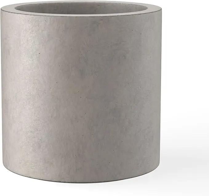 Kante 15.7" Dia Round Concrete Planter, Modern Style Large Cylindrical Plant Pot with Drainage Hole and Rubber Plug for Indoor Outdoor Patio, Weathered Concrete by GreenHaven Gardens