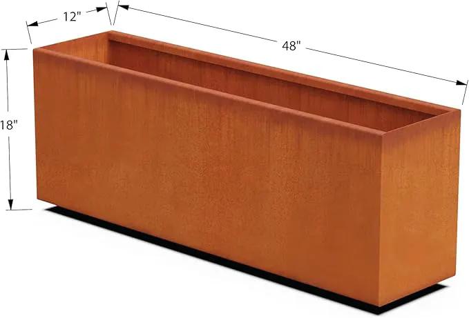 Large Rectangular Planter for Outdoor Plants – 48-Inch Corten Steel Planter Box for Garden Borders & Patios | Made in USA, Fully Assembled by GreenHaven Gardens