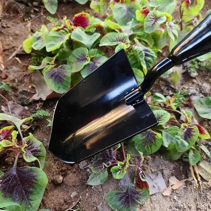2-in-1 Trowel and Transplanter Gardening Tool Set, Outdoor Hand Tools, with Non-Slip Handle and Protective Blade Covers, Ideal Gardening Gifts for All (Black) by GreenHaven Gardens