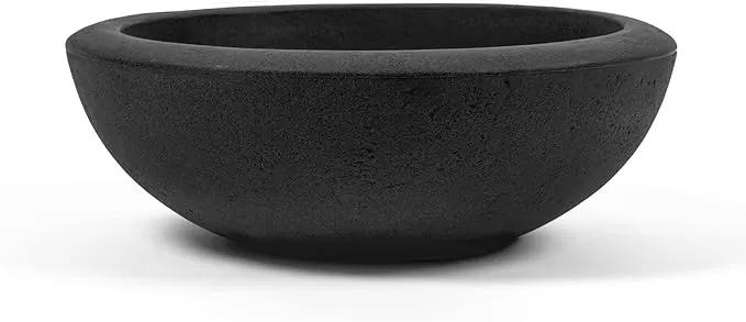 ARBORA 26" Santorini Bowl Polyresin Indoor and Outdoor Planter with Classic Black Finish - Durable, Weatherproof, Lightweight, Large Plant Pot for Patio, Garden, Deck, Entryway by GreenHaven Gardens