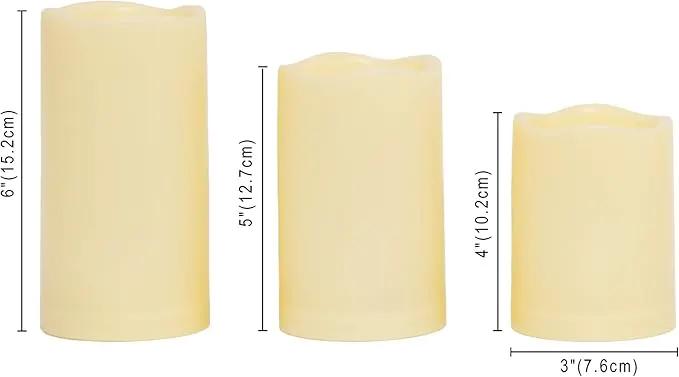 CANDLE CHOICE Waterproof Outdoor Battery Operated Flameless Candles with Remote Timer Plastic Realistic Flickering Fake Electric LED Pillars for Lantern Garden Wedding Christmas Decorations 3 Pack by GreenHaven Gardens