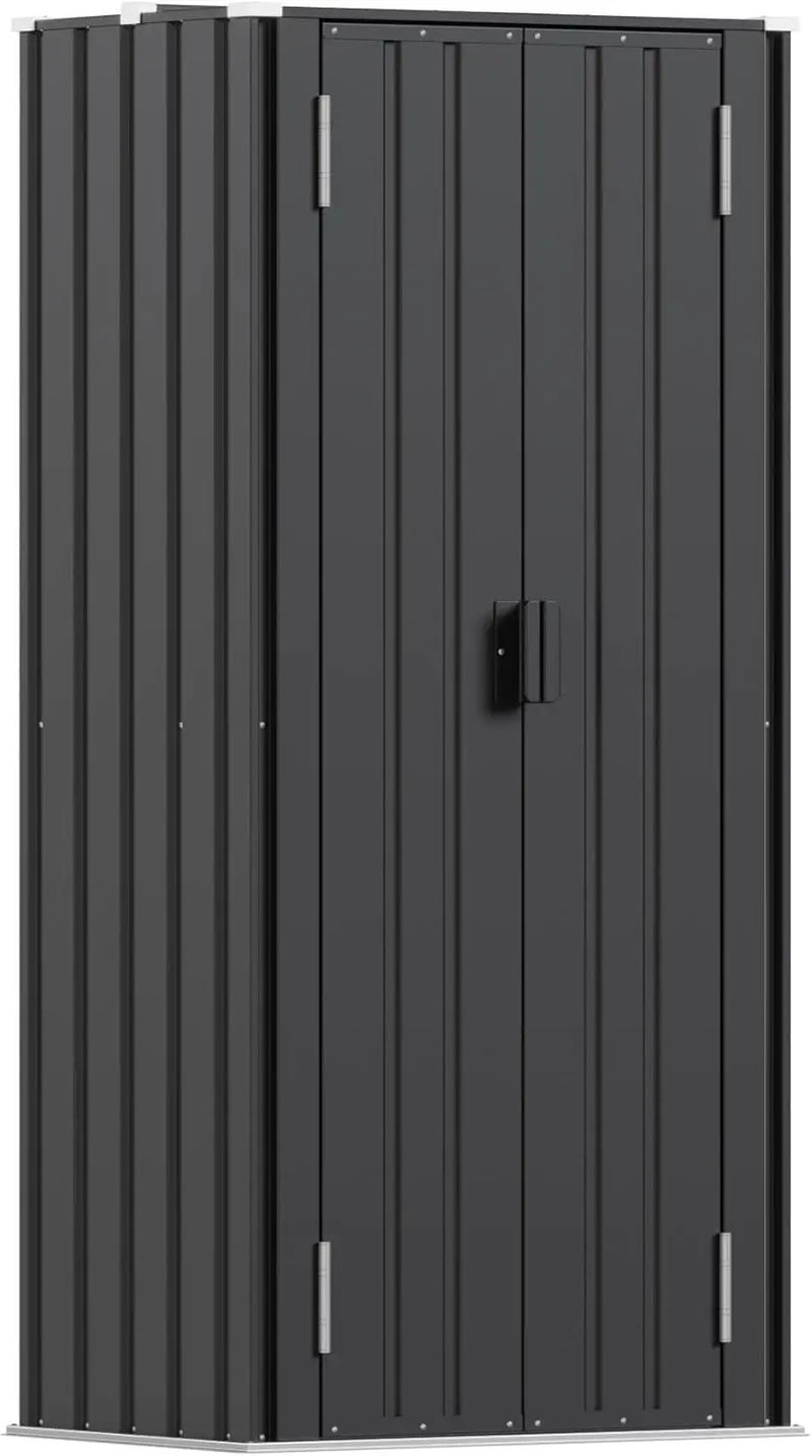 Patiowell 28 Cuft Outdoor Storage Cabinet with Lockable Door, Metal Storage Shed with 3 Adjustable Shelves, Indoor Outdoor Vertical Waterproof Tool Shed for Backyard Garden Patio Lawn, Black by GreenHaven Gardens